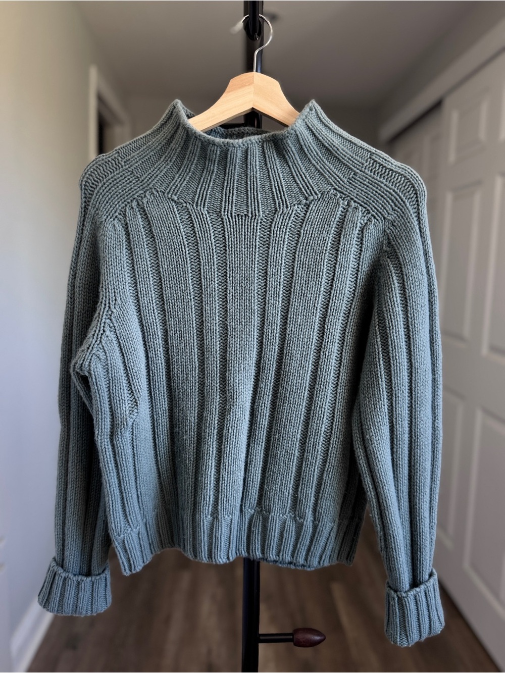 Ribbed Mock Neck Sweater in Sage